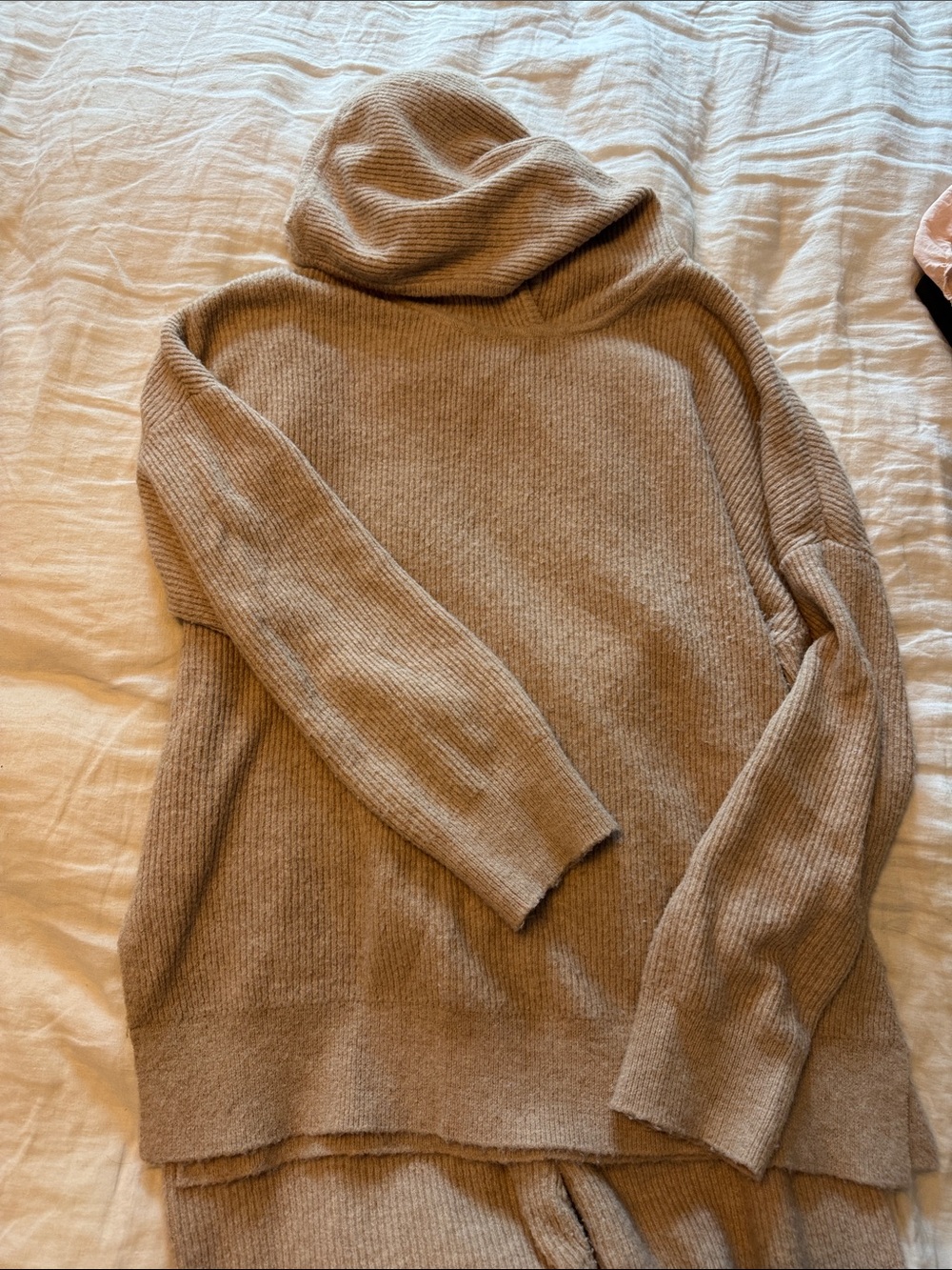 Ribbed Matching Sweater Set in Taupe